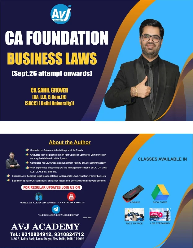 Flowcharts of Business Laws for CA Foundation | AVJ Academy by CA Sahil Grover