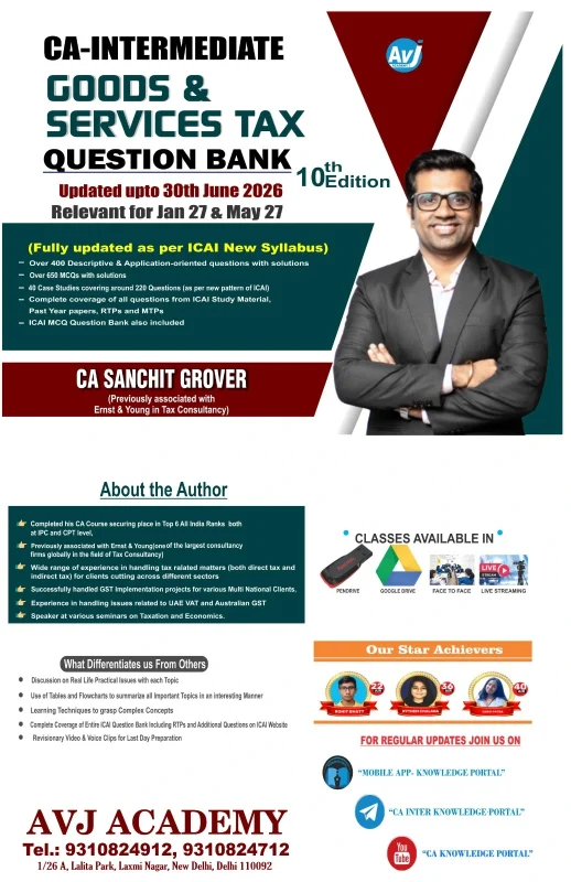 Goods and Services Tax (GST) CA Inter Group 1 Question Bank by CA Sanchit Grover