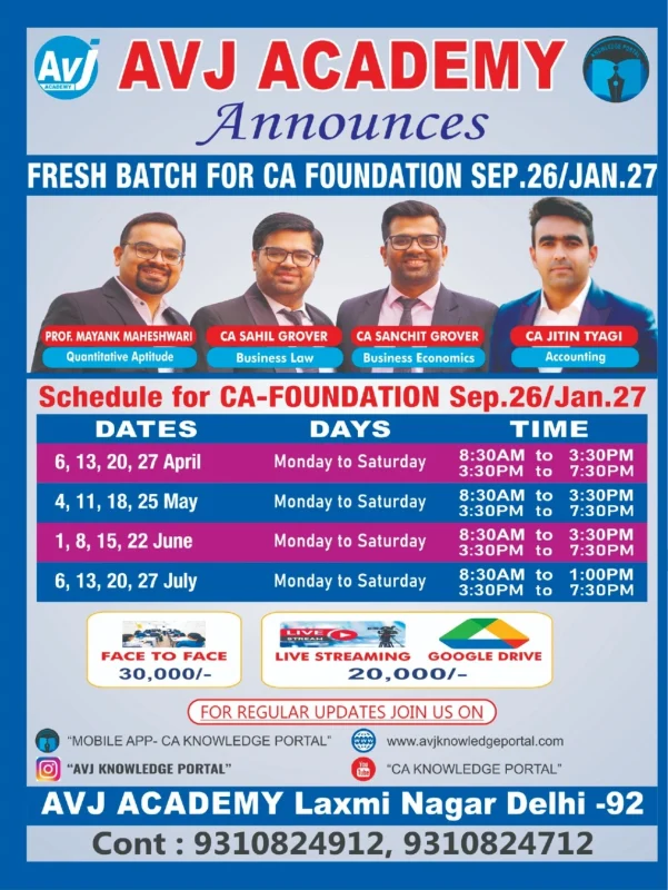 CA Foundation Sept 26 and Jan27 Attempt
