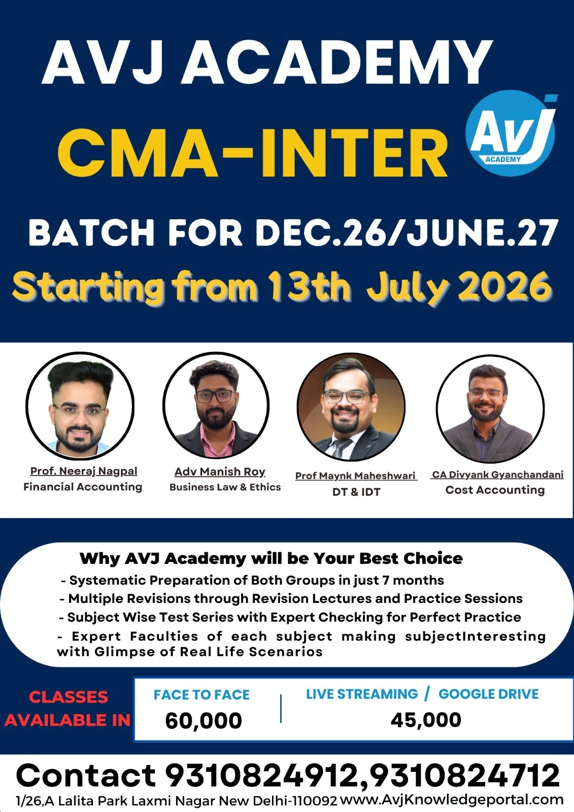 CMA Inter Batch by avj academy